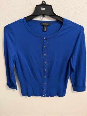 White House Black Market Cobalt Blue Button-Front Cardigan